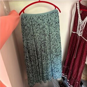 Light green with navy Floral Maxi Skirt